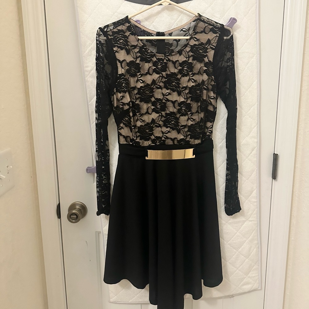 Black and cream cocktail dress